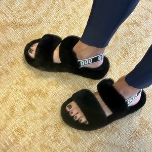 Uggs furry slip ons. Size 6